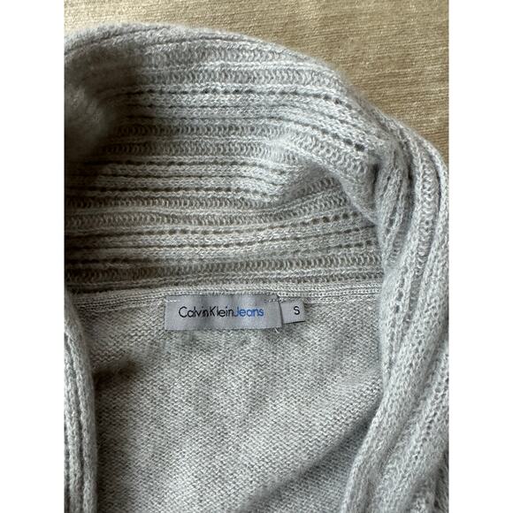 Calvin Klein jeans Women's 100% Cashmere Open Front Pale Gray Sweater Sz s - Picture 10 of 16